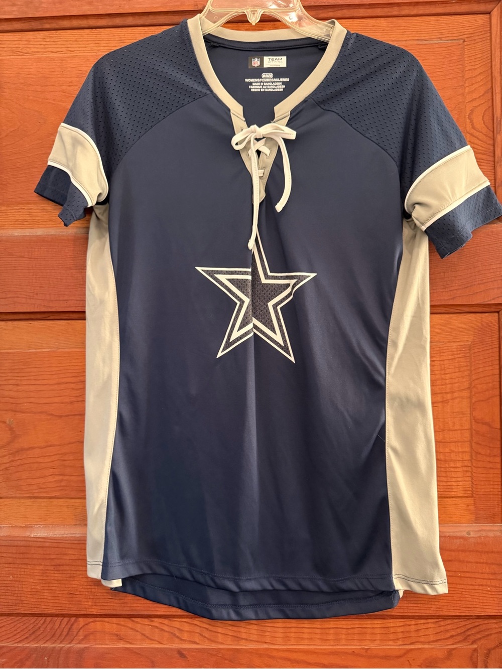 NFL Navy and Cream Dallas Cowboys Lace-Up Women's Top